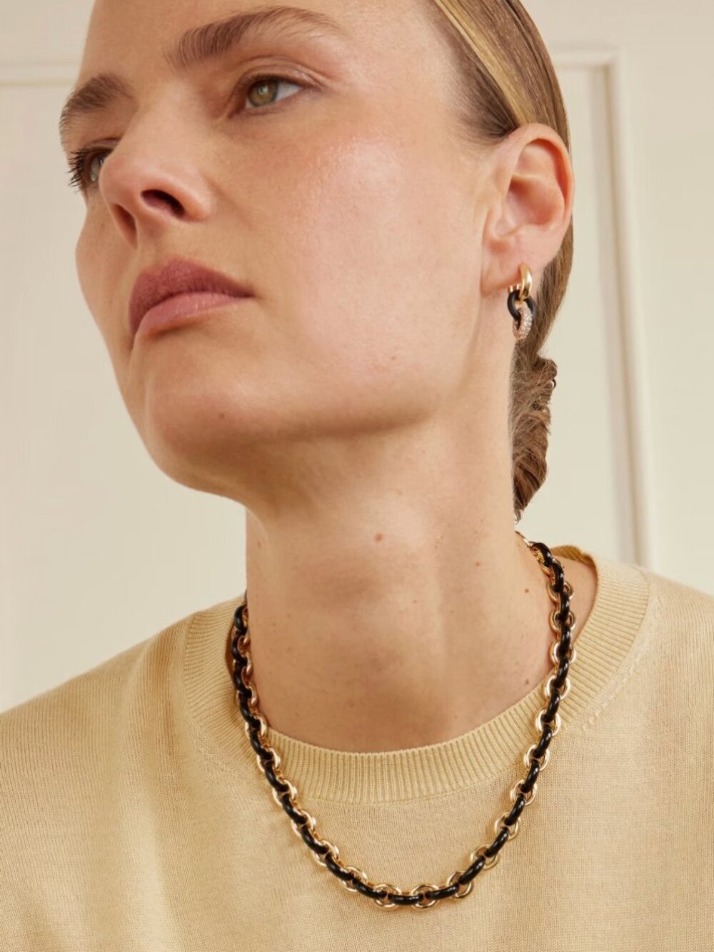 ROXANNE ASSOULIN CLASSIC LINK GOLD-TONE ENAMEL NECKLACE